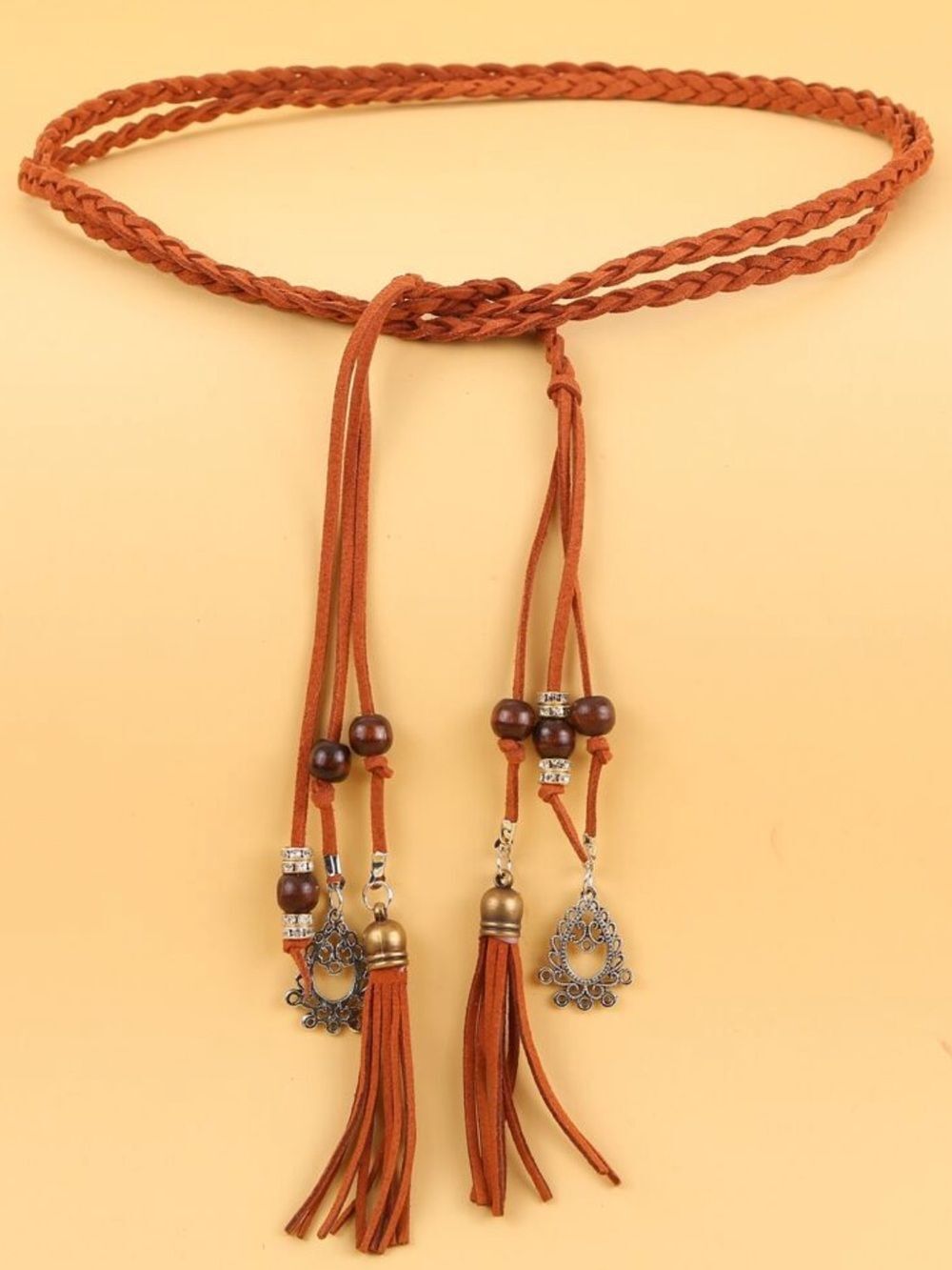 Braided Suede Tassel Belt S1421